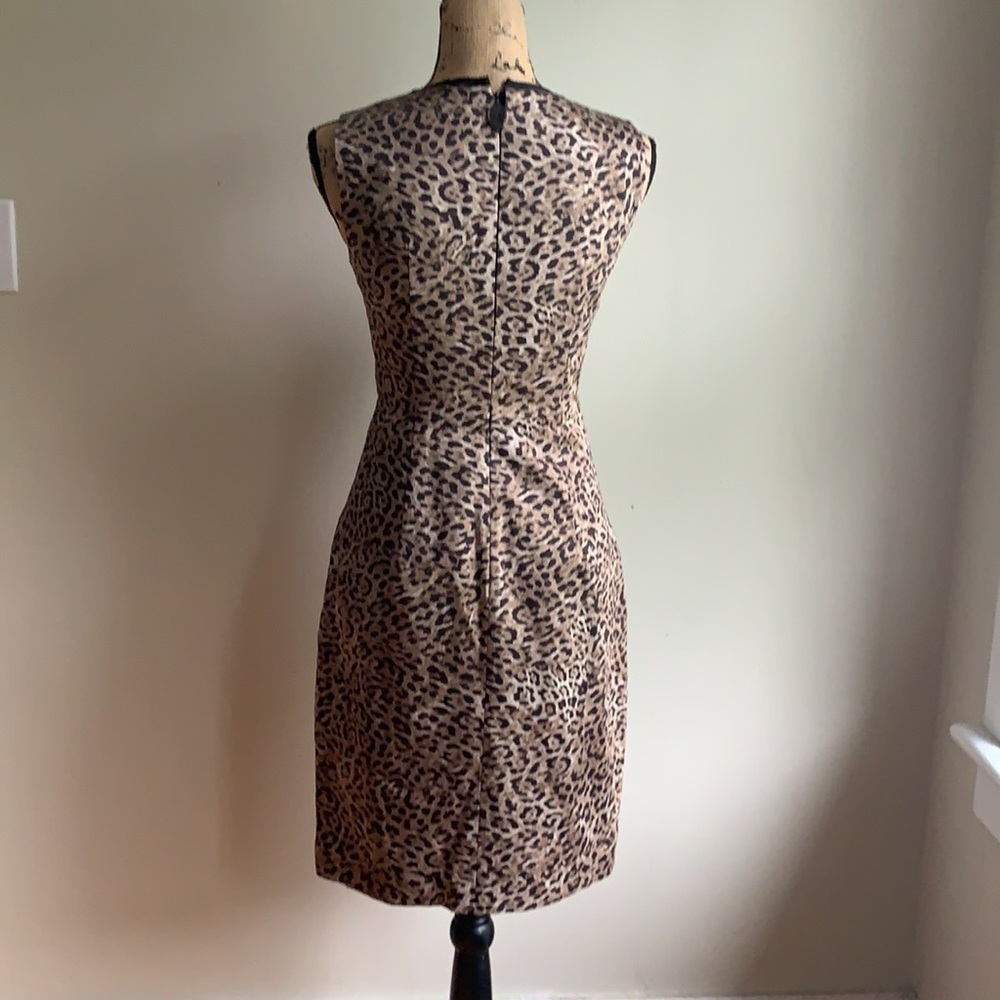 Elie Tahari leapord print sheath dress ruffle 2 - Picture 3 of 11